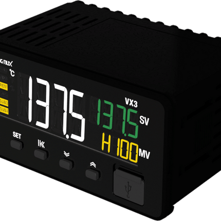 VX3-UMND-A4T, Temp Controller/Indicator, 48x96mm, 24VDC, Multirange Input, 4-20mA PV Retransmission Output, 3 Alarms