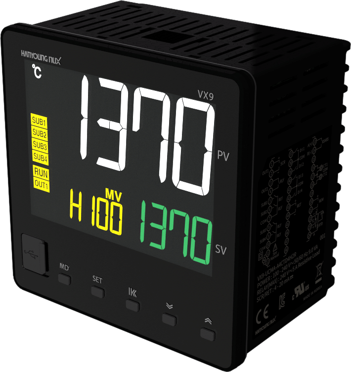 VX9-USNA-A2T, Temp Controller, 96x96mm, 100-240VAC, Mutirange Input, SSR Output, 2 Alarms, Retransmission