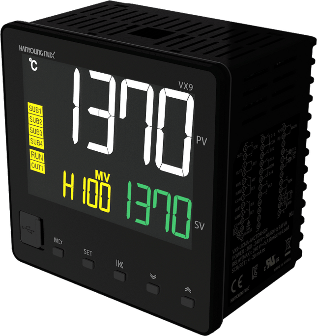 RX4L-U-R-D-2-96-F-N-N-N-N-N, Temp Controller, 96x96mm, 100-240VAC, Mutirange Input, Relay Output, 4-20mA Cooling, 2 Alarms, PV/SV Retransmisison Output