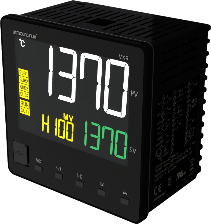 RX4L-U-E-N-1-96-A-N-N-N-N-N, Temp Controller, 96x96mm, 100-240VAC, Mutirange Input, 0-10V Output, 2 Alarms, PV/SV Retransmisison Output