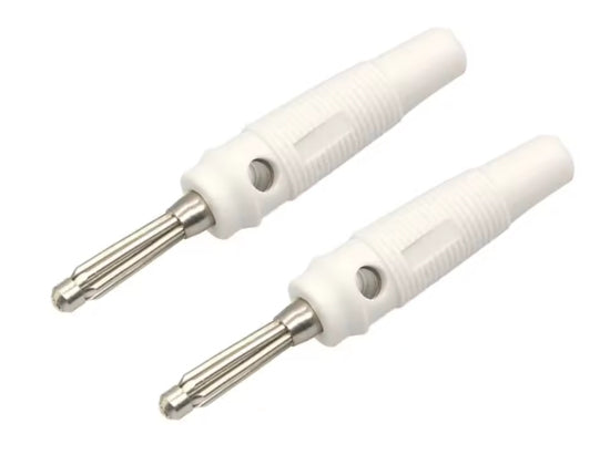 Banana Plugs WHITE 4mm (2pcs), For Test Equipment/Leads
