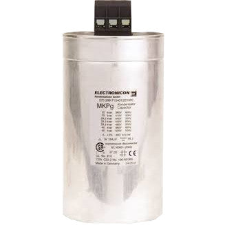 275.168-609600 / 221K02 25kvar 525V 50Hz, Power Factor Correction Capacitor, 3 Phase, 95 x 245(+33 +/-2)mm Gas Filled, Requires Discharge Resistor, 3 x 96uF, Can Replace Epcos MKP525-D-25.0 [Double Sided Terminals]