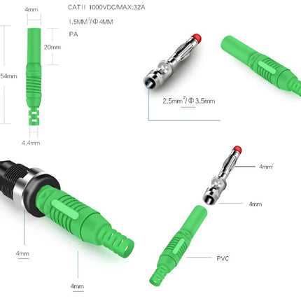 SSP-BLACK-4mm (2pcs), BLACK 4mm Fully Sheathed Safety/Banana Plugs, 32 Amp, 1000V Rated. For Test Equipment/Leads (Current Clamps)