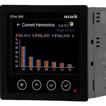 Elite E500C-5102, Panel Mount Network Recorder with Harmonics (15th), Class 0.5S, 50..500VAC 50/60Hz, RS485 Modbus RTU, 35..300V DC/85..300VAC Aux, 16MB Dual Logger , TFT Touch Screen, 10 Years Warranty