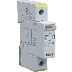 ISPRO CR 40/275, Class II / Type 2 / C, Modular Surge Protection Device (SPD) 1 Pole 40kA, 275VAC, DIN Rail Mount. For Sub Distribution Boards