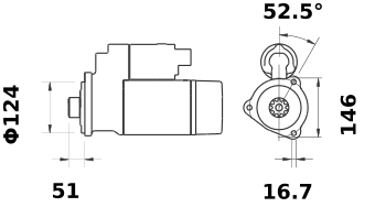 11.132.239 AZG4829 MAHLE - Letrika(Iskra) Starter Motor, 24VDC, 6.5kW