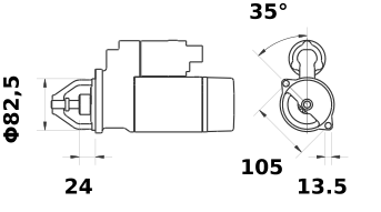 11.132.389 AZE4285 MAHLE - Letrika(Iskra) Starter Motor, 24VDC, 3.2kW, 11 Pinion Teeth with Reduction Gear, MS725