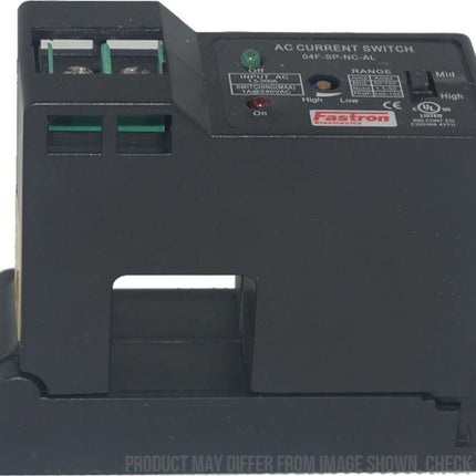 16F-SP-NC-AL, Split Core AC Current Switch, Multirange 1-10A, 10-50A, 50-200Amp, Self Powered, 10% Accuracy, Average RMS Current Sensing, Normally Closed Contacts, 0.3Amp @ 135VAC/DC Adjustable Trip