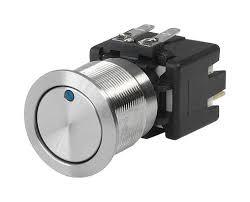 1241.6823.1114000 MSM LA 19mm, Pushbutton Switch Metal with Blue Point Illumination, 12Amp @ 250VAC, 30VDC, 5-28VDC Illumination Supply, 0.5 Million Ops-Disconnect Switch-Schurter-Fastron Electronics Store
