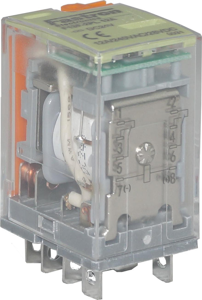 F13F-2PL 12A 240VAC DPDT Relay, 2 x 12 Amp Form C, 250VAC/30VDC Load, 240VAC Coil-Relay-Fastron Electronics-Fastron Electronics Store