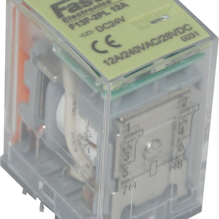 F13F-2PL 12A 24VDC Relay, 2 x 12 Amp Form C, 250VAC/30VDC Load, 240VAC Coil-Relay-Fastron Electronics-Fastron Electronics Store