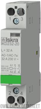 IKD225-11-24VAC/DC, Two Pole 1 x SPST NO, 1 x SPST NC Modular Contactor 240VAC, 25 Amp, 24VAC/DC Control Voltage, 40-500Hz, Hum Free