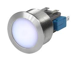 3-102-774, MSM30 30mm, Pushbutton Switch Metal with Blue Point Illumination, 100mA @ 30VDC, 5-48VDC Illumination Supply, 0.2 Million Ops