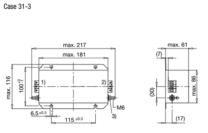 FMAC-0931-1610, 1 Stage EMC (RFI) Line Filter for 3-Phase 3 Wire Solar or Industrial Systems, 16 Amp, 480VAC
