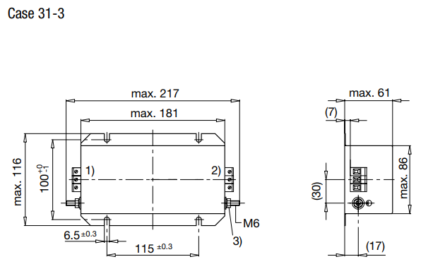 FMAC-0931-1610, 1 Stage EMC (RFI) Line Filter for 3-Phase 3 Wire Solar or Industrial Systems, 16 Amp, 480VAC