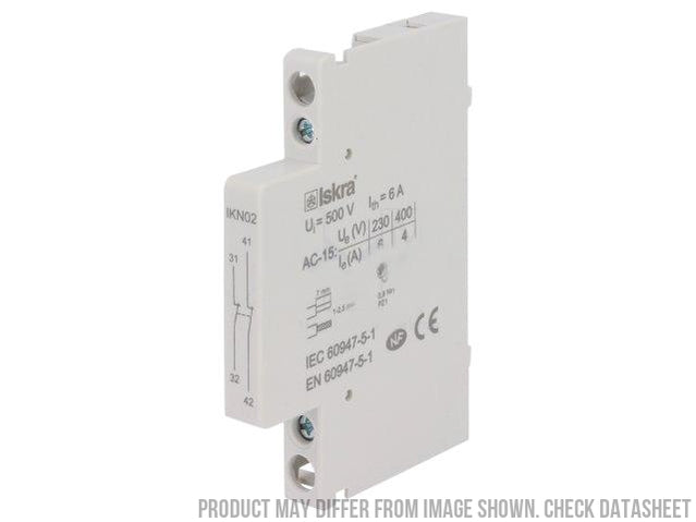IKN01, Auxiliary Contact for Iskra IKD IKA Modular Contactors, 1 x NC, 6 Amp @ 230VAC, 40-500Hz, Hum Free
