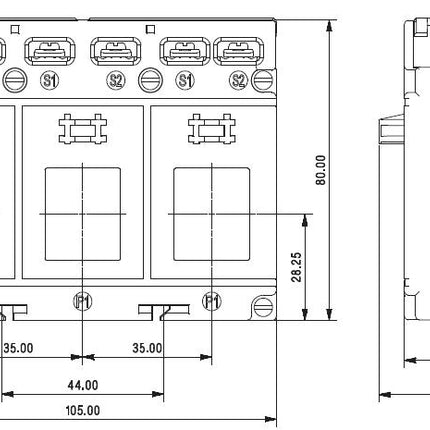 3PH105-21(40) 200, Class 1 1.5VA, 200 Amp, 5 Amp Output, 3 Phase Current Transformer, Panel Mount, Busbar Mount