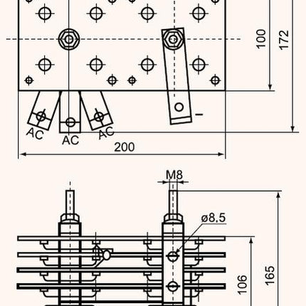 WST0002, Welding Diode Stack 400 Amp, 3 Phase, 200 x 165mm Approx-Welding Diode Stack-Fastron Electronics-Fastron Electronics Store