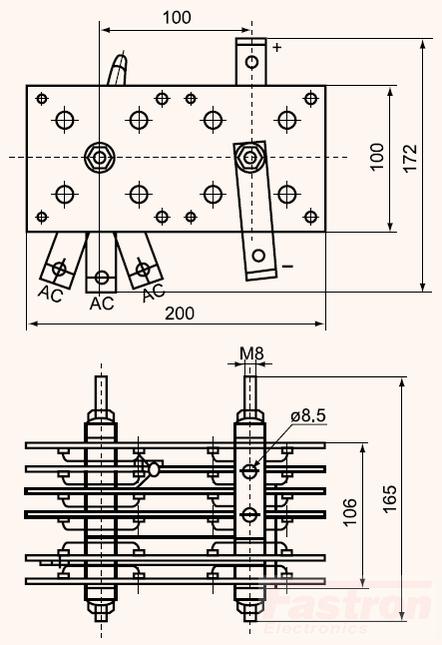WST0002, Welding Diode Stack 400 Amp, 3 Phase, 200 x 165mm Approx-Welding Diode Stack-Fastron Electronics-Fastron Electronics Store