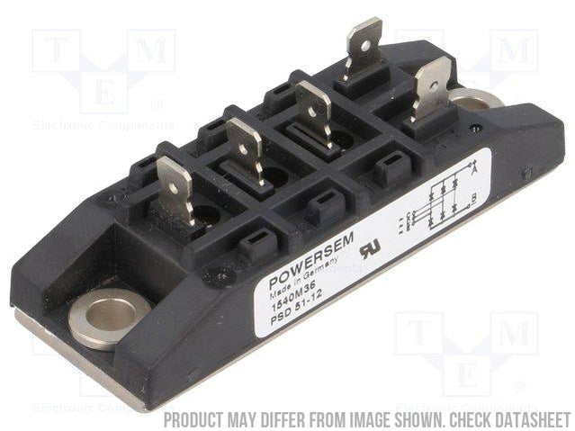 PSD51/16, 3 Phase rectifier bridge, 51 Amp, 1600V, Faston Connections