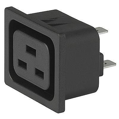 4797.0020, IEC Appliance Outlet C20, Right Angled, Black, 16 Amp