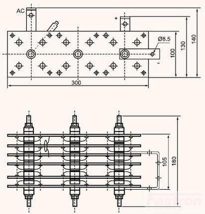 WST0003, Welding Diode Stack 500 Amp, 3 Phase, 300 x 180mm Approx-Welding Diode Stack-Fastron Electronics-Fastron Electronics Store