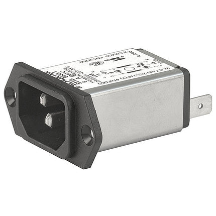 FEFAS103-15A, IEC Appliance Inlet, C14/M with 1 Stage EMC (RFI) Line Filter, 15 Amp, Front Side Mounting, Plastic Flange Screw On Type