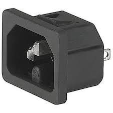 6061, IEC Appliance Inlet C14, Screw Mounting, Front Side, Quick connect terminals 4.8 x 0.8 mm, 2mm panel Thickness-IEC Appliance Inlet-Schurter-Fastron Electronics Store