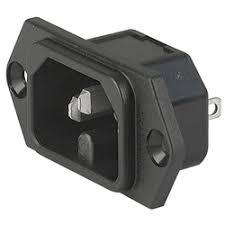 6110.3200, IEC Appliance Inlet C16, Screw Panel Mounting, Front Side, Quick connect terminals 4.8 x 0.8 mm, 2mm panel Thickness