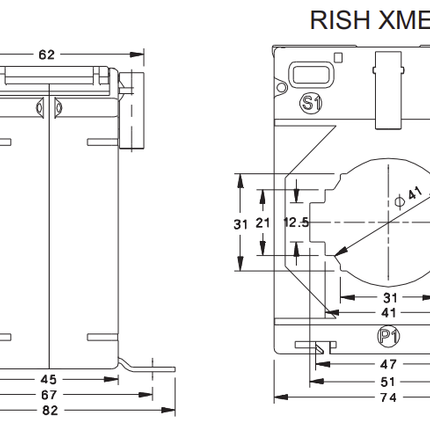 Rish Xmer 74-50 (45) 800/5 Class 1, 15VA, ⌀ 51mm or 51 x 12mm Busbar