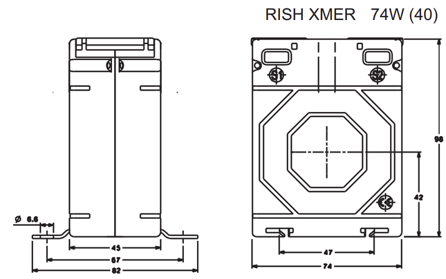 CT 50/5 Class 1 10VA 74W (45) Series Current Transformer, HIGH BURDEN, Wihtout Aperture