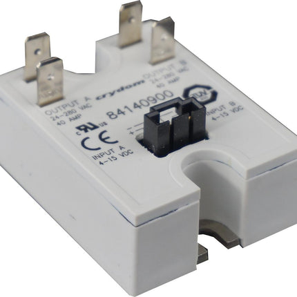 84140900, Dual Solid State Relay, Two Pole 4-15VDC Control, 2 x 40A, 24-280VAC Load
