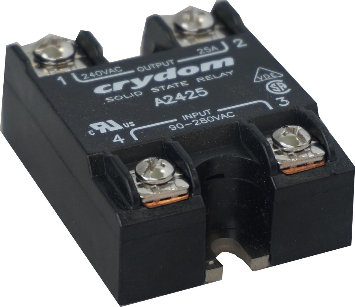 A2425, Solid State Relay, Single Phase 90-280VAC Control, 25A, 24-280VAC Load