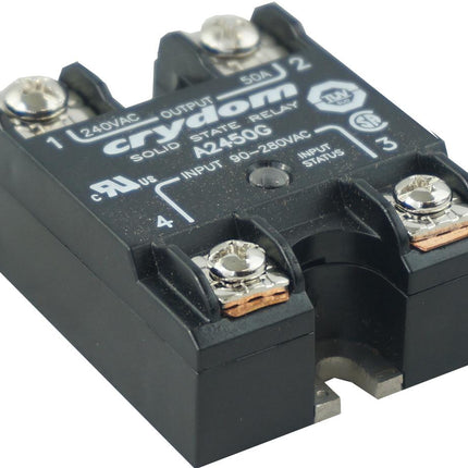 A2450G, Solid State Relay, Single Phase 90-280VAC Control, 50A, 24-280VAC Load, w/status LED