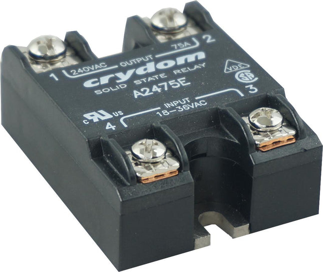 A2475E, Solid State Relay, Single Phase 18-36VAC Control, 75A, 24-280VAC Load