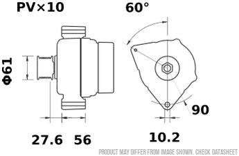 AAN5333 11.204.174, MAHLE - Letrika(Iskra) Alternator, 14VDC 150Amp