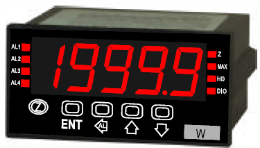AM5H-A-D-V5-A-R4-AN, 96x48mm Digital Voltmeter 0-36VDC with 4-20mA output, 100-240VAC/DC supply, 4 x Relay Alarms, 5 Digit