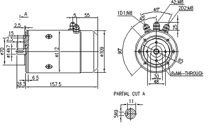 11.216.773 AMJ4572 MAHLE - Letrika Bidirectional 12VDC Motor, 0.7kW, 1500rpm