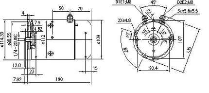 11.216.385 AMJ5754 MAHLE Letrika(Iskra) DC Motor, Unidirectional CW, 24VDC, 2.0.5kW 3000rpm