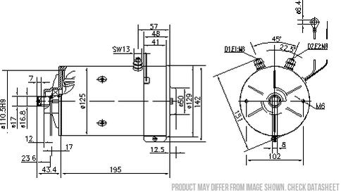 11.216.486 AMK5531 MAHLE - Letrika Unidirectional 24VDC Motor, 3kW, 2600rpm