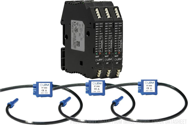 ART-B22-D70-SP3 + AI-PMUL - 3Pcs, 3 Phase Rogowski Coil Set, Class 1, User Selectable 0.333v, 0.166v, True RMS 4-20mA, 0-20mA, 0-10V, 0-5V Outputs, Sensitivity, and Measurement Range, 7cm Diameter
