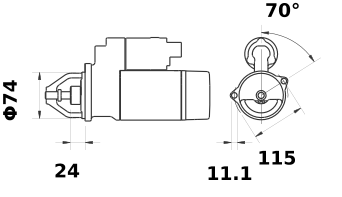 11.131.265 AZE2156 MAHLE - Letrika(Iskra) Starter Motor, 24VDC 2.5kW