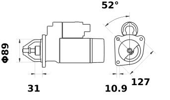 11.130.551 AZJ3169 MAHLE - Letrika(Iskra) Starter Motor, 12V 2.7kW z9 (IS0551, MS277)
