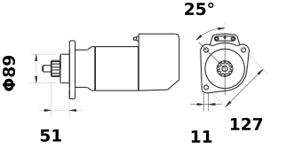 11.139.526 AZK5565 MAHLE - Letrika(Iskra) Starter Motor, 24VDC, 5.4kW (MS713) (IS9099)