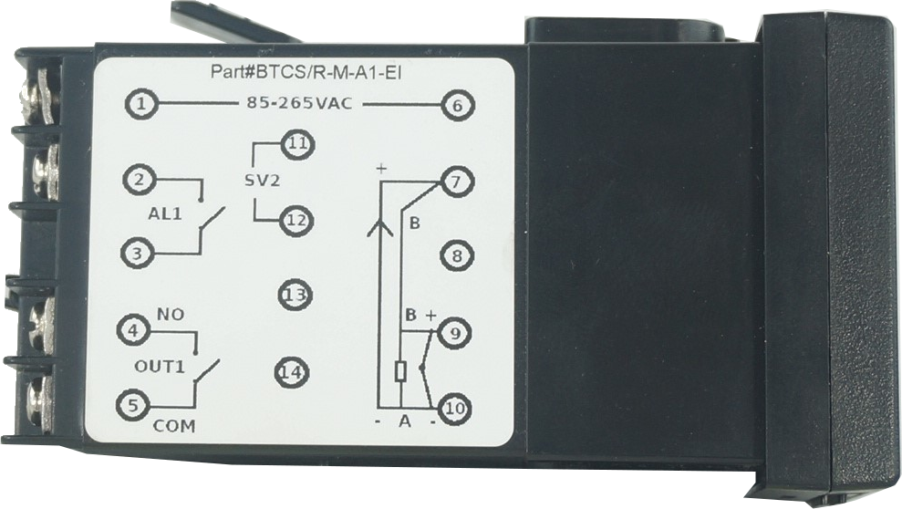 BTCS/R-M-A1-DR, PID Controller 48x48mm, 85-265VAC, Relay Output 1 Alarm, Relay Cooling, Multirange TC/RTD/Relay 3 Amp (Resistive)Input