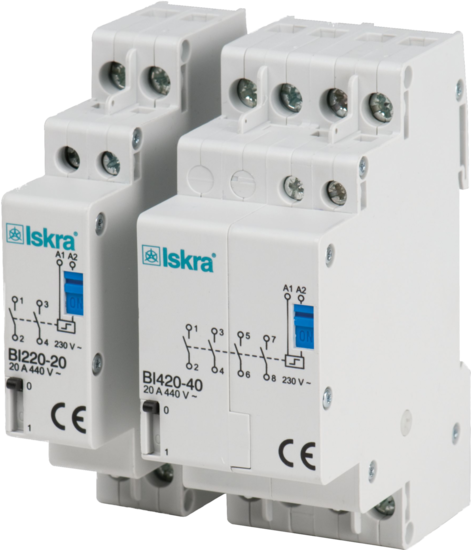 BI432-22-24VDC, Four Pole 2 x SPST NO 2 x SPST NC Bistable Switch/Latching Relay with Manual Control, 440VAC, 32 Amp 240VAC Coil Voltage (Resistive)-Bistable Switch/Latching Relay-Iskra Doo-Fastron Electronics Store