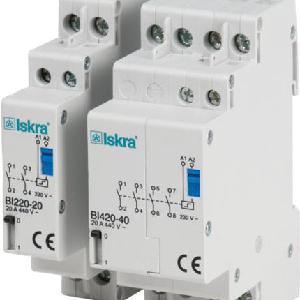 BI232-10-240VAC, Single Pole 1 x NO SPST, 240VAC @ 32 Amp (Resistive), 24VDC @ 18 Amp Bistable Switch/Latching Relay/Relay with Manual Control, with 240VAC Coil Voltage-Bistable Switch/Latching Relay-Iskra Doo-Fastron Electronics Store