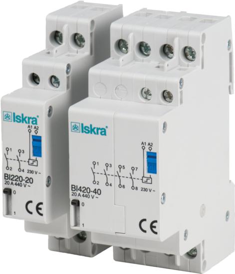 BI463-40-24VDC, Four Pole 4 x SPST NO Bistable Switch/Latching Relay with Manual Control, 440VAC, 63 Amp 240VAC Coil Voltage (Resistive)-Bistable Switch/Latching Relay-Iskra Doo-Fastron Electronics Store
