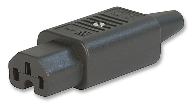 4781.0100, IEC Appliance Plug C15/F, Rewirable, Black, for 3 x 1.5m sqr/14AWG Maximum wire size, 10mm Type