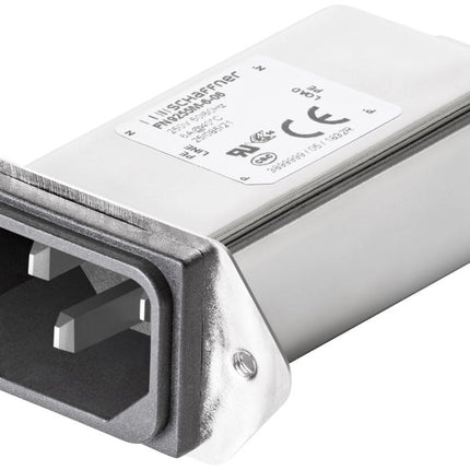 FEFAS103-16A, IEC Appliance Inlet, C20/E with 1 Stage EMC (RFI) Line Filter, 16 Amp, Front Side Mounting, Plastic Flange Screw On Type